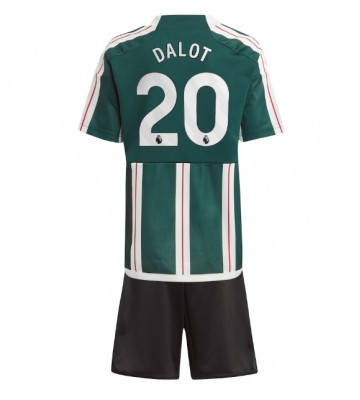 Manchester United Diogo Dalot #20 Udebanesæt Børn 2023-24 Kort ærmer (+ korte bukser)